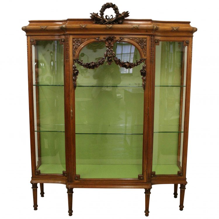 French Carved Walnut Display Cabinet Georgian Antiques