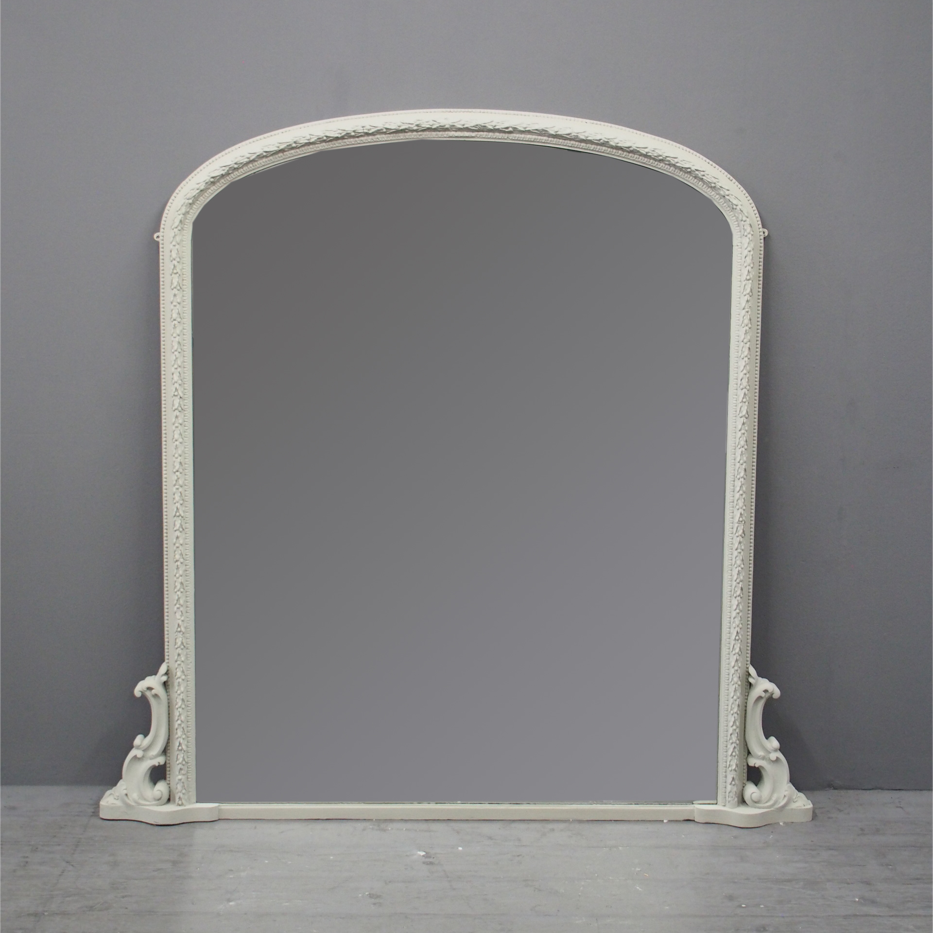 Victorian Grey Painted Pine And Gesso, Victorian Overmantle Mirror White