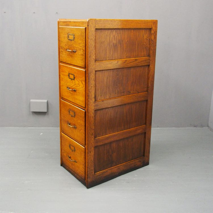 Large Oak 4 Drawer Filing Cabinet, Old Wooden Filing Cabinets