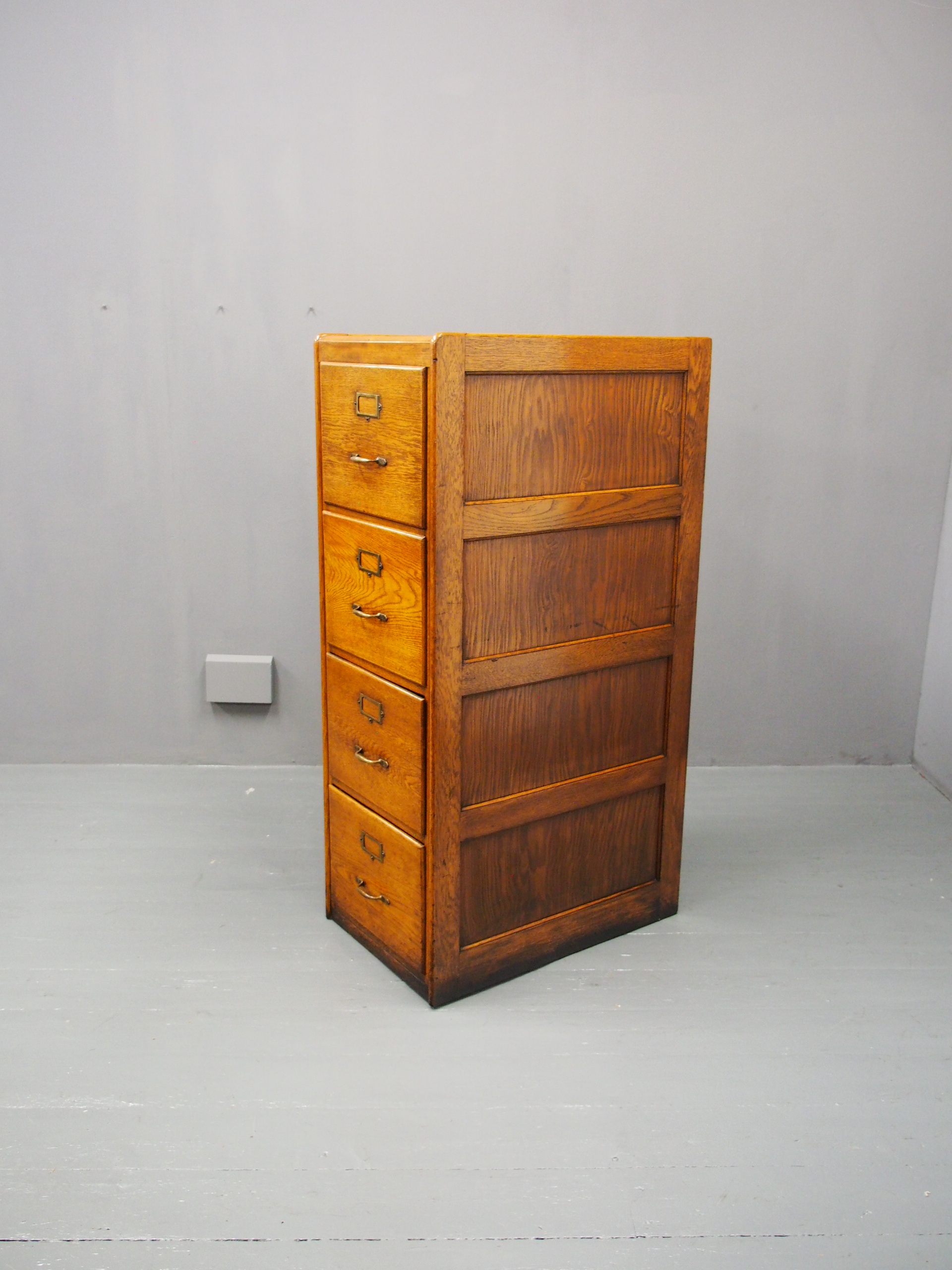 Large Oak 4 Drawer Filing Cabinet, Wooden File Cabinets 4 Drawer Antique