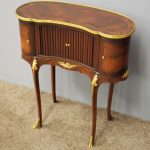 Kidney Shaped Walnut and Ormolu Side Cabinet