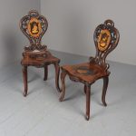 Antique Pair of Black Forest Hall Chairs