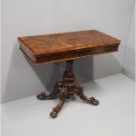 Mid Victorian Burr Walnut Foldover Card Table