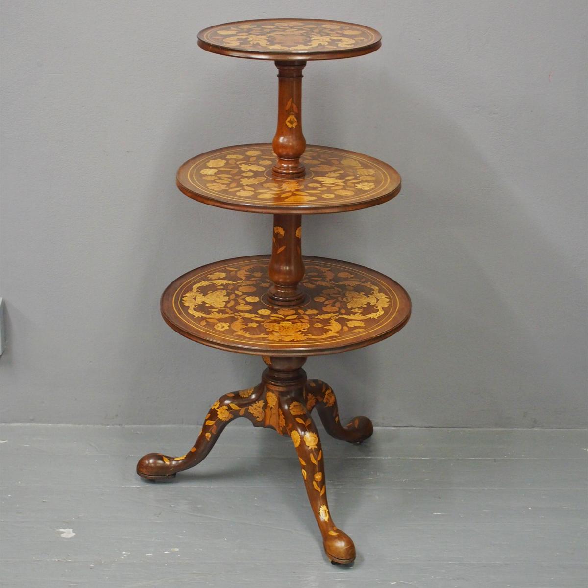 George III British 3 Tier Mahogany Dumbwaiter Georgian Antiques
