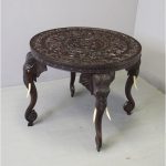 Carved Hardwood Elephant Design Table
