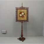 Mid Victorian Rosewood Embroidered Pole Screen