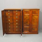 Pair of Victorian Walnut and Burr Collectors Cabinets