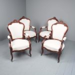 Antique Set of 4 Carved Mahogany Armchairs