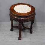Chinese Rosewood and Marble Inlaid Plant Stand