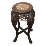Hongmu Circular Plant Stand with Marble Top