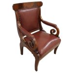 William IV Mahogany and Inlaid Library Chair