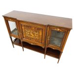 Late Victorian Marquetry Inlaid Rosewood Cabinet