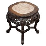 Chinese Rosewood Low Plant Stand with Marble Top