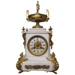 White Marble Mantel Clock by James Ritchie & Son, Edinburgh