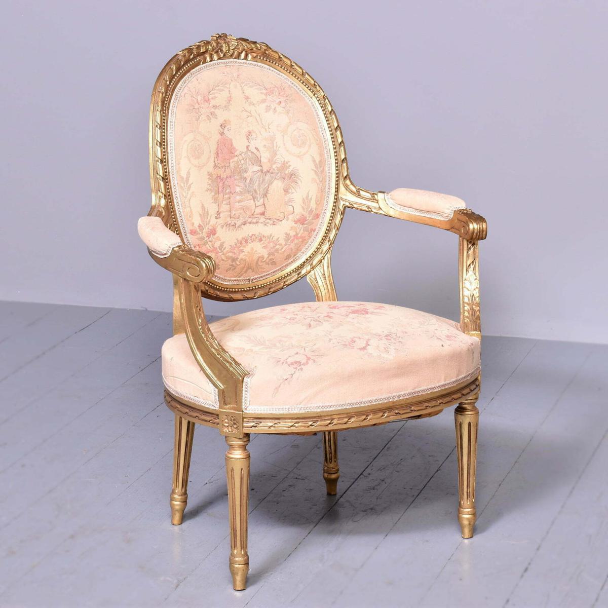 fragment muur Giftig Antique Neat Sized French Fauteuil Chair - Georgian Antiques