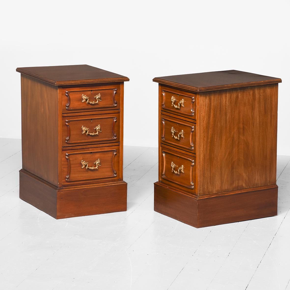 Mahogany Pedestal Bedside Cabinets