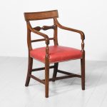 George III Mahogany Elbow or Office Chair with Red Leather Upholstery