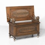 Carved Oak Monks Bench