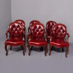 Rare Set of 6 Carved Rosewood Armchairs