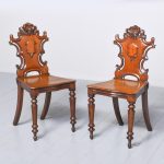 Pair of Victorian Carved Mahogany Hall Chairs