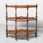 Quality Mid-Victorian Marquetry Inlaid Burr Walnut What-Not