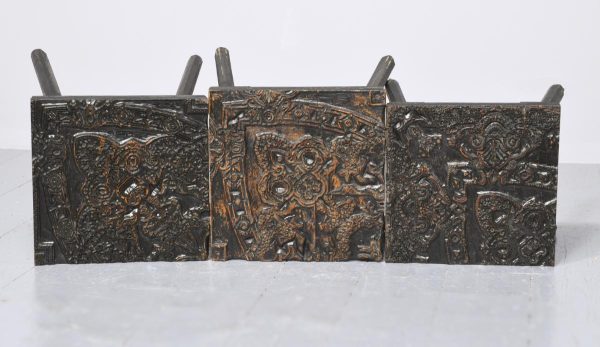 Set of 3 Printing Block Top Occasional Tables Antiques