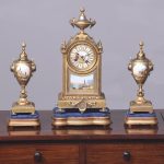 3 Piece Gilt and Porcelain Clock Set