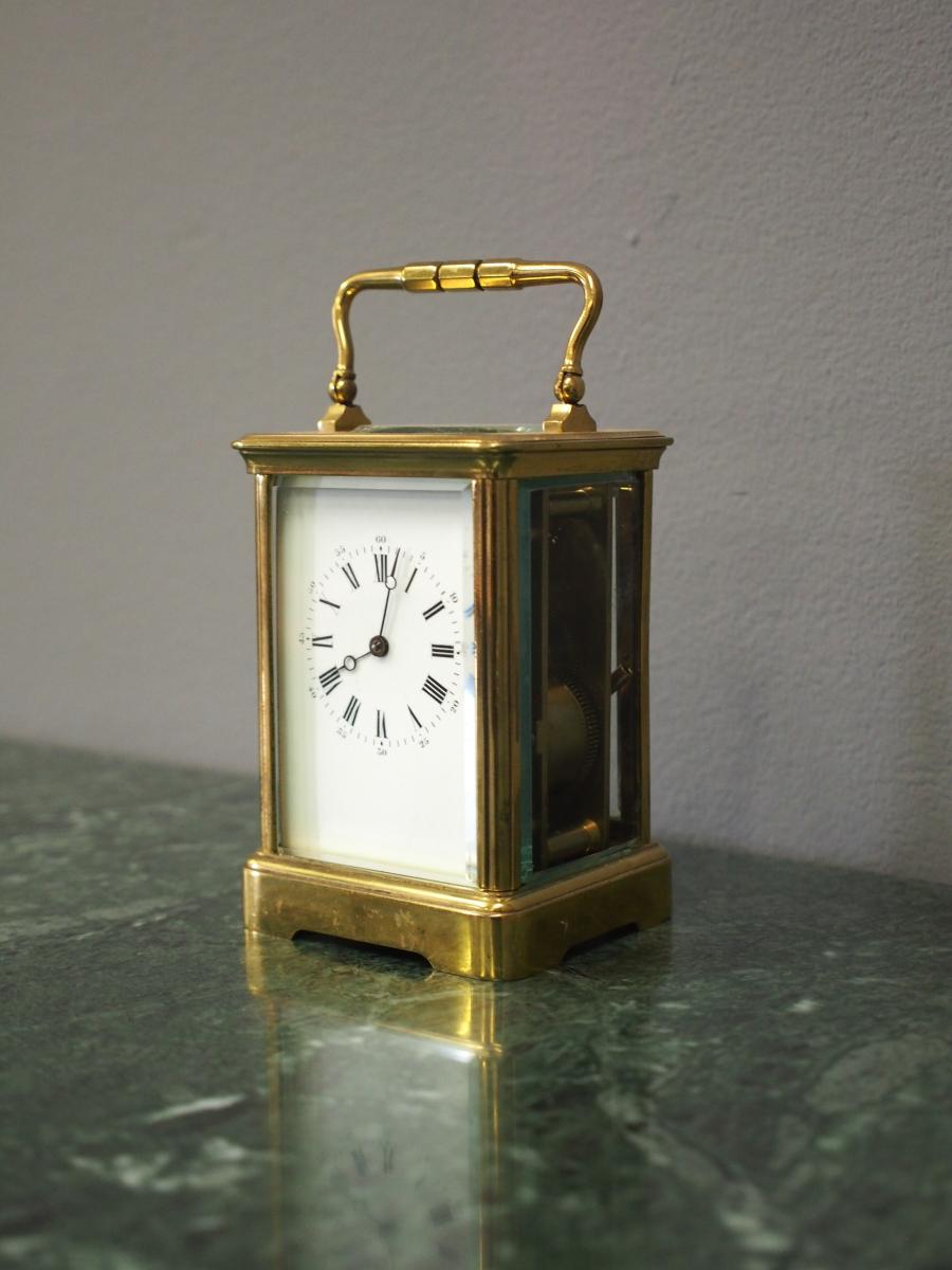 French Glass and Brass Carriage Clock - Georgian Antiques