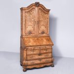 Magnificent Tall Dutch Marquetry Inlaid Bureau Bookcase