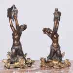 Pair of Bronze & Gilded Lamps