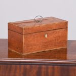 Rare Inlaid Amboyna George III Tea Caddy with Silver Plated Mounts
