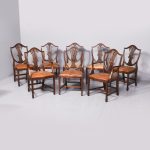 Set of 8 (6 +2 carvers) Hepplewhite Georgian Style Mahogany Dining Chairs