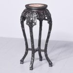 Carved Hardwood and Marble Inset Chinese Plant Stand Qing Dynasty
