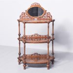 Fine Quality Marquetry Inlaid Burr Walnut Three-Tier Victorian Whatnot
