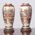 Pair of Meiji Period Finely Hand-Painted Satsuma Vases
