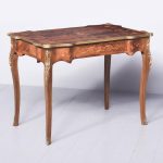 Freestanding Marquetry Inlaid, Brass-Mounted Walnut Free-Standing Table