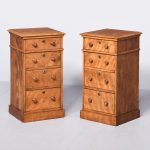Pair of Mid-Victorian Blonde Walnut Chest of Drawers/Bedside Lockers