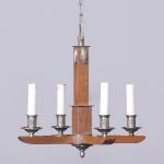 Oak & EPNS 4 Lamp Chandelier