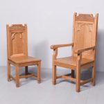 Pair of Oak Ecclesiastical Chairs