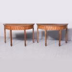 Pair of Georgian Demi-Lune Side Tables in Figured Spaninsh Mahogany
