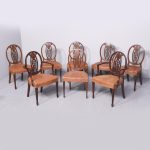Late 19th Century Set Of 8 Georgian-Style Inlaid Mahogany Dining Chairs