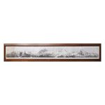 Massive Oak Framed Photograph of Canadian Mountains