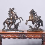 Pair Of 19th Century Bronze French Marly Horses Stamped Coustou