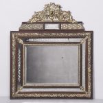 Elegant French Brass & Wood Mirror