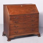 George III Mahogany Bureau in Fiddleback Mahogany
