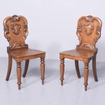 Quality Pair of Early Victorian Oak Hall Chairs