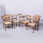 Set of 7 Regency Pollard Oak and Elm Dining Chairs, Including Two Carvers