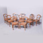 Set Of 10 Quality Mid-Victorian Oak Dining Chairs