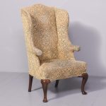 George III Mahogany Upholstered Wing Chair