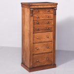 Mid Victorian Figured Walnut Secretaire Wellington Chest of Drawers